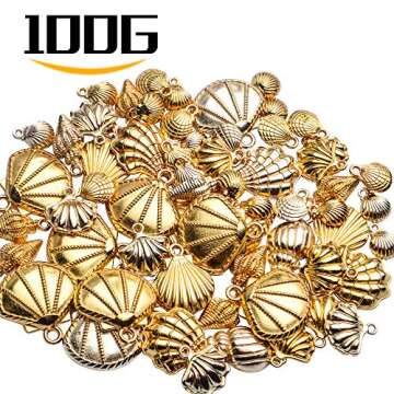 Aylifu Seashell Charms,100 Gram Gold Shell Charms Ocean Theme Pendants Conch Scallops Mussel Marine ...