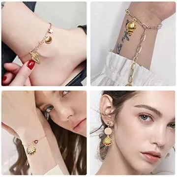 Aylifu Seashell Charms,100 Gram Gold Shell Charms Ocean Theme Pendants Conch Scallops Mussel Marine Life Sea Animals Dangle Charms for Jewelry Making Necklace Bracelet Crafting