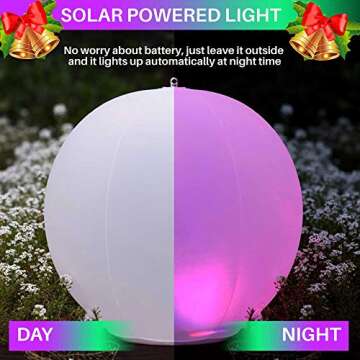HAPIKAY Solar Floating Pool Lights - Pack of 2 Solar Powered Color Changing 14-inch Balls - Float or Hang in Pool Garden Backyard Pond Party Decorations - Inflatable Wateproof