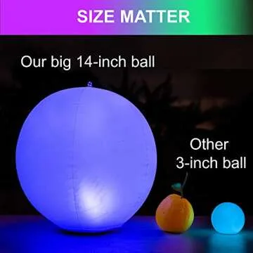 HAPIKAY Solar Floating Pool Lights - Pack of 2 Solar Powered Color Changing 14-inch Balls - Float or Hang in Pool Garden Backyard Pond Party Decorations - Inflatable Wateproof