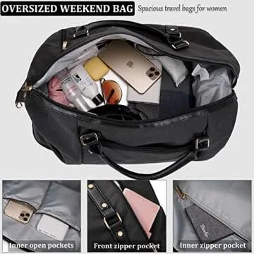 Weekender Bags for Women Oversized Travel Bag Womens Overnight Bag Mens Duffle Bag Large Size with Shoe Compartment
