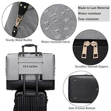 Weekender Bags for Women Oversized Travel Bag Womens Overnight Bag Mens Duffle Bag Large Size with Shoe Compartment