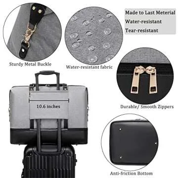 Weekender Bags for Women Oversized Travel Bag Womens Overnight Bag Mens Duffle Bag Large Size with Shoe Compartment