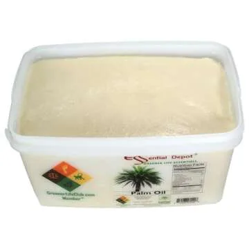 Palm Oil - RSPO Certified - Sustainable - Food Grade - Not Hydrogenated - 8 lbs in a 1 Gallon Pail - HDPE microwavable container with resealable lid and removable handle