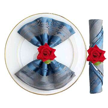 Elegant Red Flower Napkin Rings for Any Occasion