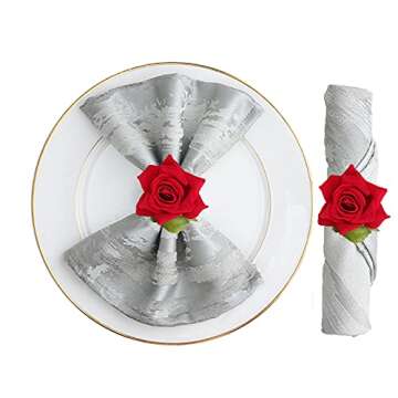 Elegant Red Flower Napkin Rings for Any Occasion