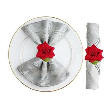 Elegant Red Flower Napkin Rings for Any Occasion