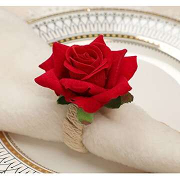 Elegant Red Flower Napkin Rings for Any Occasion