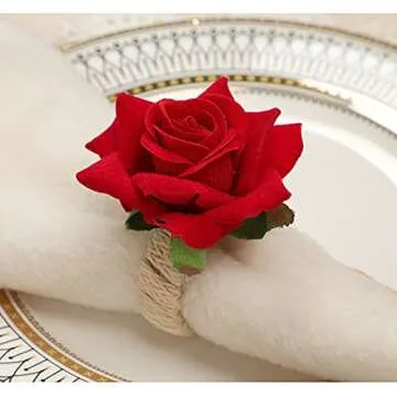 Elegant Red Flower Napkin Rings for Any Occasion
