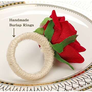Elegant Red Flower Napkin Rings for Any Occasion