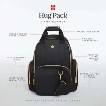 Huggies Sunshine Pack Diaper Backpack, Cognac Leather, One Size