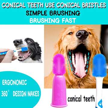 PenVinoo 360 ° Dog Toothbrush Pet Toothbrush 360 ° Finger Toothbrush Medium and Large Dogs