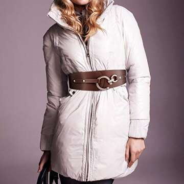 JasGood Womens Fashion Vintage Wide Elastic Stretch Waist Belt With Interlock Buckle Plus,Coffee,Suit Waist 30-34Inch