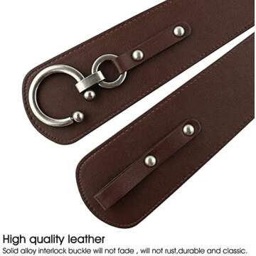 JasGood Womens Fashion Vintage Wide Elastic Stretch Waist Belt With Interlock Buckle Plus,Coffee,Suit Waist 30-34Inch