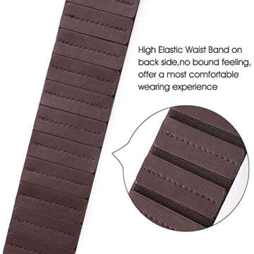 JasGood Womens Fashion Vintage Wide Elastic Stretch Waist Belt With Interlock Buckle Plus,Coffee,Suit Waist 30-34Inch