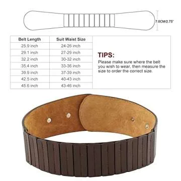 JasGood Womens Fashion Vintage Wide Elastic Stretch Waist Belt With Interlock Buckle Plus,Coffee,Suit Waist 30-34Inch