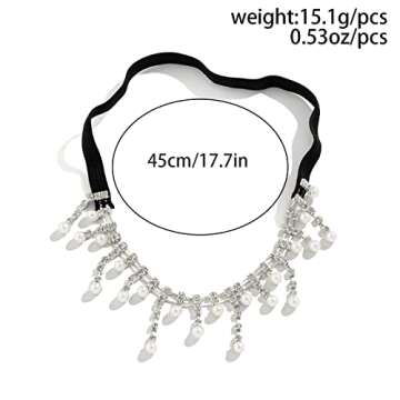 Crystal Pearl Leg Chains Silver Elasticity Rhinestone Imitation Pearl Thigh Leg Chain Sparkly Bling Rave Club Party Body Jewelry Accessories for Womens (pearl-silver)