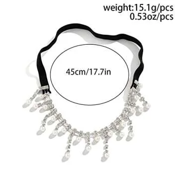 Crystal Pearl Leg Chains Silver Elasticity Rhinestone Imitation Pearl Thigh Leg Chain Sparkly Bling Rave Club Party Body Jewelry Accessories for Womens (pearl-silver)