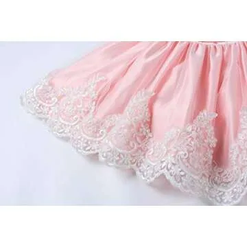 LZH Baby Girls Formal Bowknot Embroidery Dress with Headwear(Baby Pink,18M)