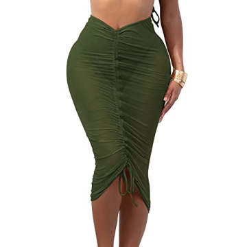 Stylish Ceuplon Women's Swimsuit Cover Up - Green Maxi Skirt