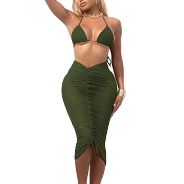 Stylish Ceuplon Women's Swimsuit Cover Up - Green Maxi Skirt