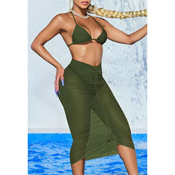 Stylish Ceuplon Women's Swimsuit Cover Up - Green Maxi Skirt
