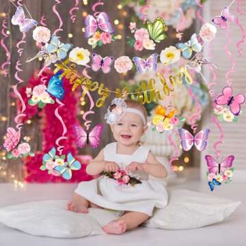SUNBEAUTY Butterfly Birthday Decorations for Magical Events