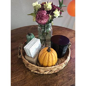 Round Wicker Serving Trays - Set of 2 for Home Decor