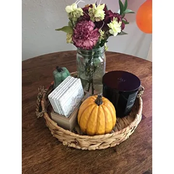 Round Wicker Serving Trays - Set of 2 for Home Decor