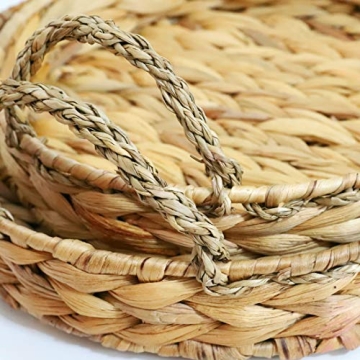 Round Wicker Serving Trays - Set of 2 for Home Decor