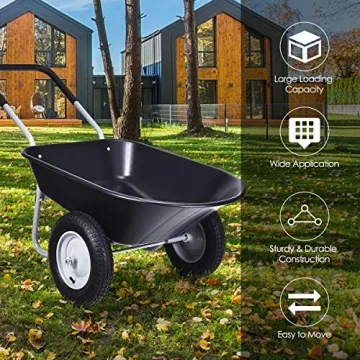 Goplus Dual Wheel Wheelbarrow with 330 lbs Capacity