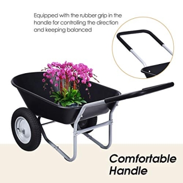 Goplus Dual Wheel Wheelbarrow with 330 lbs Capacity