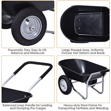 Goplus Dual Wheel Wheelbarrow with 330 lbs Capacity