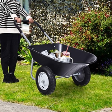 Goplus Dual Wheel Wheelbarrow with 330 lbs Capacity