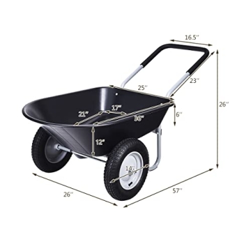 Goplus Dual Wheel Wheelbarrow with 330 lbs Capacity