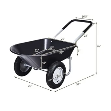 Goplus Dual Wheel Wheelbarrow with 330 lbs Capacity