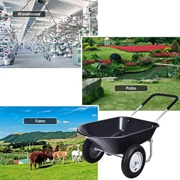 Goplus Dual Wheel Wheelbarrow with 330 lbs Capacity
