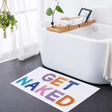 Qubomax Get Naked Bath Mat - Non-Slip, Super Absorbent, Funny Bathroom Rug, Machine-Washable, Cotton...
