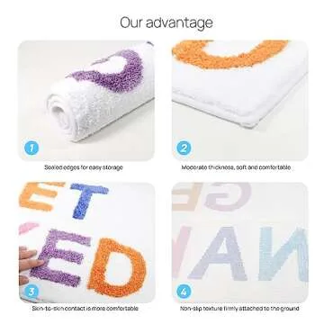 Qubomax Get Naked Bath Mat - Non-Slip, Super Absorbent, Funny Bathroom Rug, Machine-Washable, Cotton & Microfiber, 32"x20" (Colorful White)