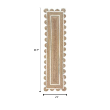 Stylish Scalloped Natural Jute Area Rug for Home Decor