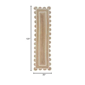 Stylish Scalloped Natural Jute Area Rug for Home Decor