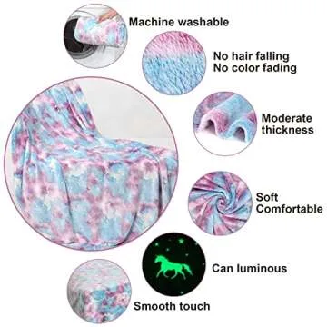 Glow in The Dark Unicorn Blanket for Kids Gifts