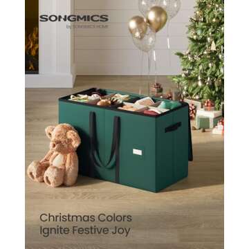 SONGMICS Christmas Figurine Storage Box for 15-Inch Figurines and Nutcrackers, Holiday Decor Organiz...