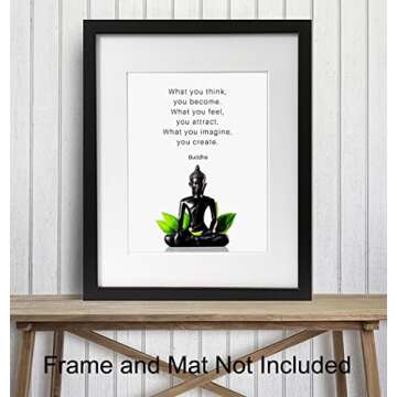 Buddha Quotes Wall Decor - Inspirational Quote Wall Art - Zen Meditation Decor - Buddha Statue Wall Art - Spiritual Gifts for Women, Men - New Age Spa Room Decor - Yoga Wall Art - Buddhism Buddhist