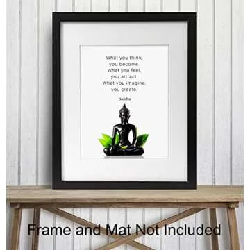 Buddha Quotes Wall Decor - Inspirational Quote Wall Art - Zen Meditation Decor - Buddha Statue Wall Art - Spiritual Gifts for Women, Men - New Age Spa Room Decor - Yoga Wall Art - Buddhism Buddhist