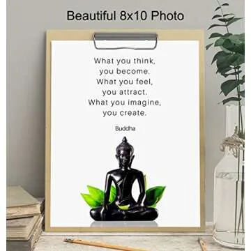 Buddha Quotes Wall Decor - Inspirational Quote Wall Art - Zen Meditation Decor - Buddha Statue Wall Art - Spiritual Gifts for Women, Men - New Age Spa Room Decor - Yoga Wall Art - Buddhism Buddhist