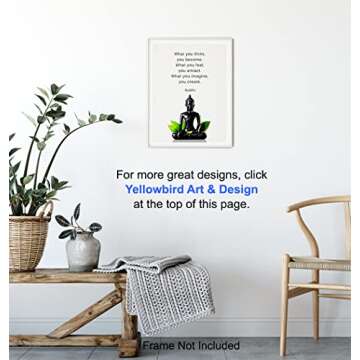 Buddha Quotes Wall Decor - Inspirational Quote Wall Art - Zen Meditation Decor - Buddha Statue Wall Art - Spiritual Gifts for Women, Men - New Age Spa Room Decor - Yoga Wall Art - Buddhism Buddhist