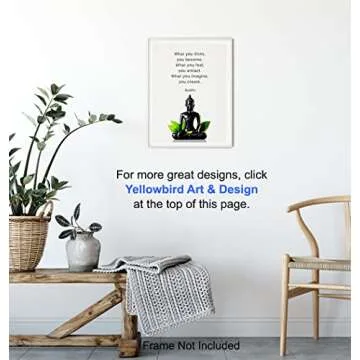 Buddha Quotes Wall Decor - Inspirational Quote Wall Art - Zen Meditation Decor - Buddha Statue Wall Art - Spiritual Gifts for Women, Men - New Age Spa Room Decor - Yoga Wall Art - Buddhism Buddhist