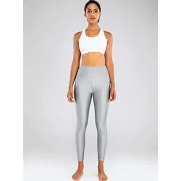 Sghenr Women's High Waisted Yoga Pants - Luxurious Shiny Leggings for Workouts
