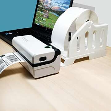 Ü Heartray Label Holder for Rolls and Fan-Fold Labels,4x6 Stand for Thermal Label Printer-Accessory for Desktop Printer and Shipping Label Printer